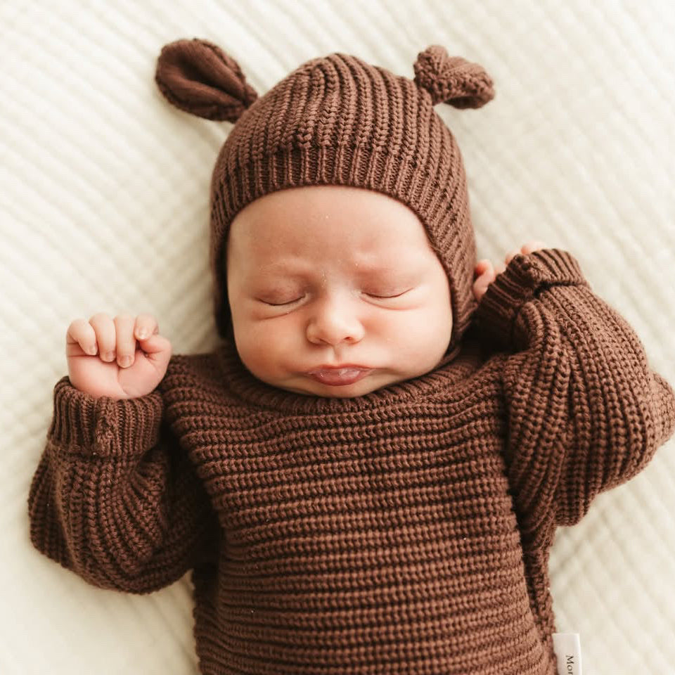 BABY BEAR BONNET- MOCHA